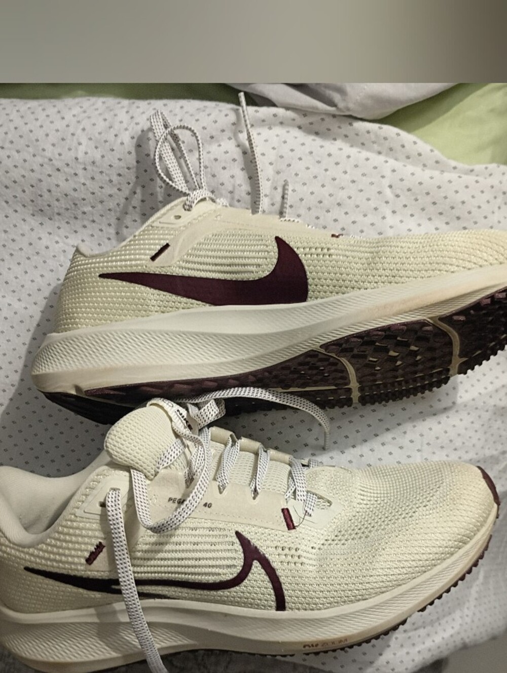 Nike Pegasus Women's Cream Running Shoes with Burgundy Swoosh